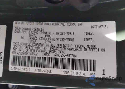 2021 Toyota Tacoma Trd Off-Road from USA, damaged, VIN 5TFAZ5CNXMX115362